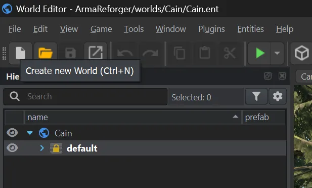 Кнопка Create new World